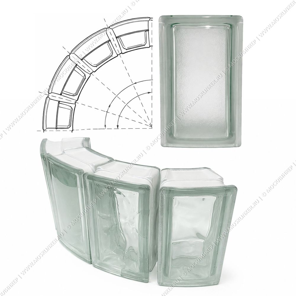 Стеклоблок Vitrablok Половинка Арктика Allbend 105x78x80 - Бесцветный