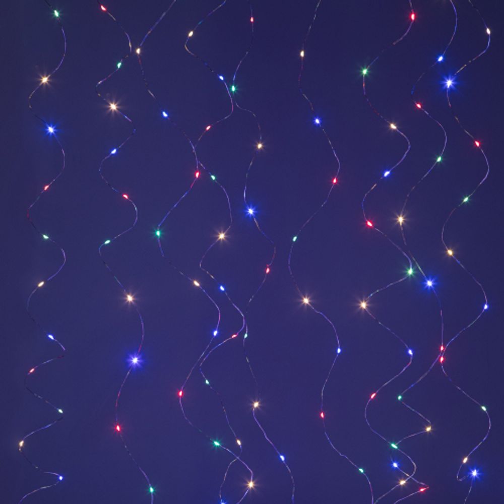 Светодиодная новогодняя гирлянда ЭРА ЕGNIG - ZM занавес с пультом 3*3 м мультиколор 300 LED | Гирлянды