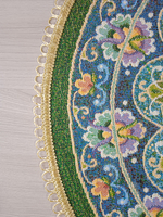 Декоративная гобеленовая салфетка Синие узоры D 54 см