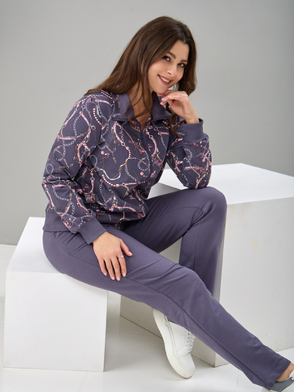 Костюм с брюками КБ-184/серыйремни-цепи