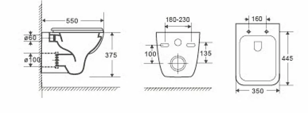 Унитаз с инсталляцией WeltWasser AMBERG 350 ST + KEHLBACH 004 GL-WT + AMBERG RD-MT CR