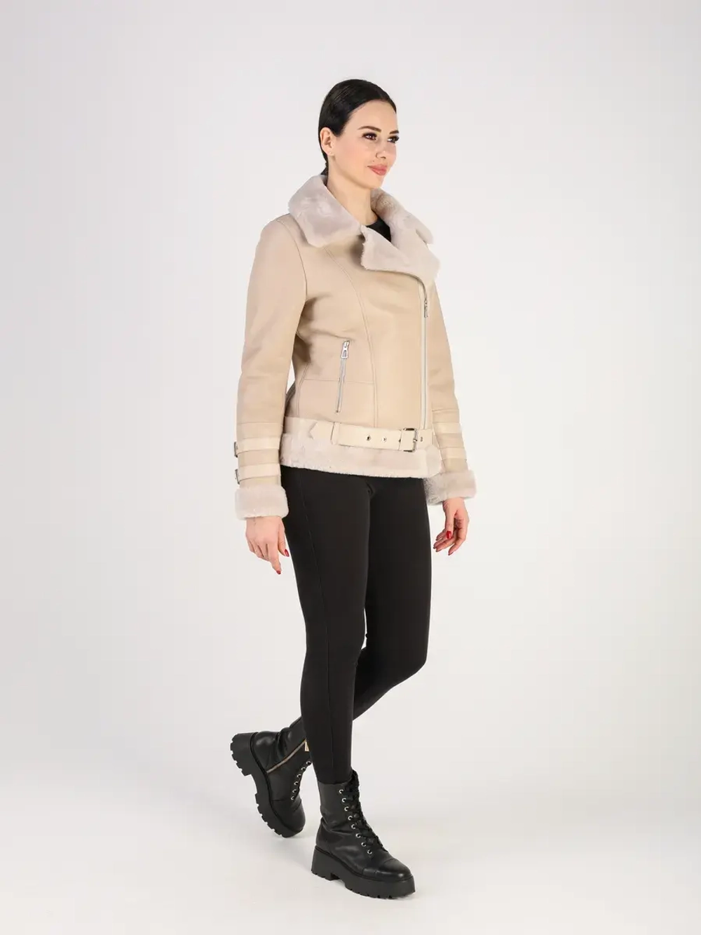 Дубленка зимняя натуральная короткая авиатор