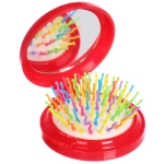 Расчёска массажная складная с зеркалом «Новогодний Дед Мороз», цвет микс, d-6см