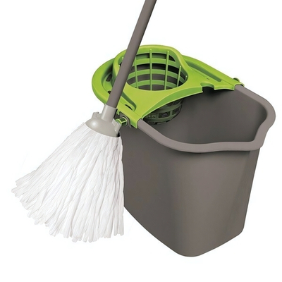 Набор для уборки МопСет 10л (ведро с мерной шкалой, отжим, рукоятка 110 см, насадка МИДИ) YORK