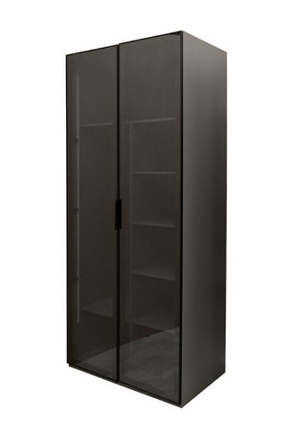 Шкаф Alto двуxд с полками, цвет серый Кобальт, дверцы стекло(тонир) 100x57x228.5см Garda Decor