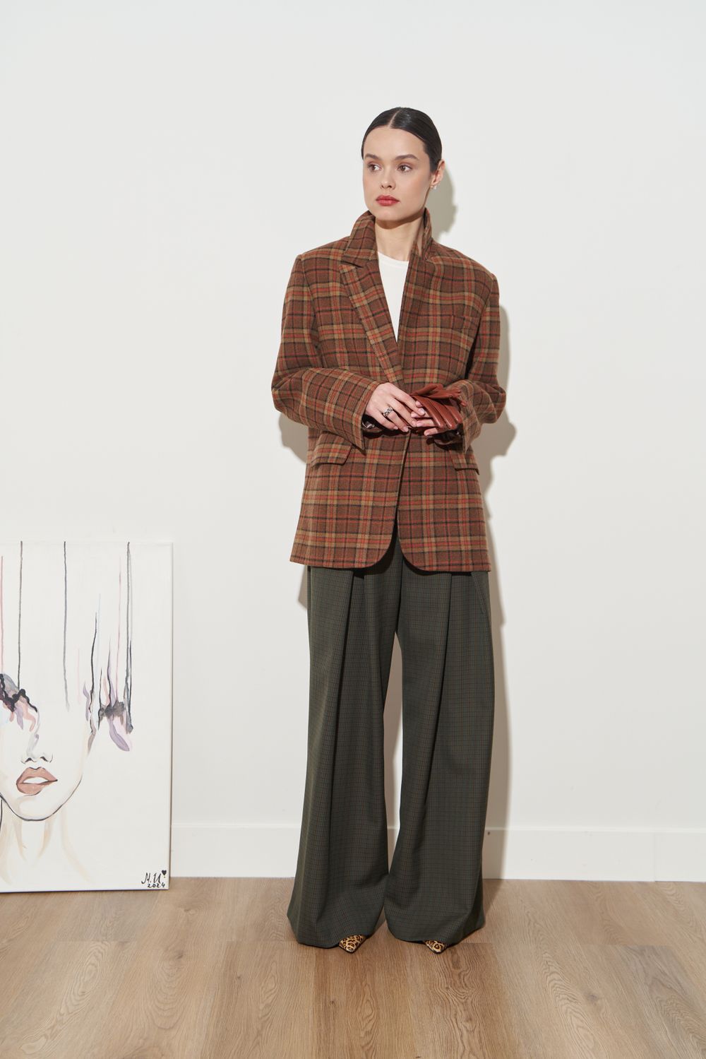 ПИДЖАК В КЛЕТКУ ШОКОЛАД|ОРАНЖЕВЫЙ