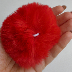 Помпон из искусственного меха "Красный" d=7 см