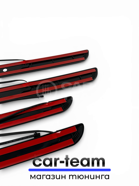 Накладки на пороги на Лада Веста Кросс светодиодные LED, ABS-пластик, белая подсветка (4шт)