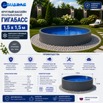 Круглый бассейн ГИГАБАСС 1,5 х 1,5 м вкапываемый Платина RAL 7024 морозоустойчивый