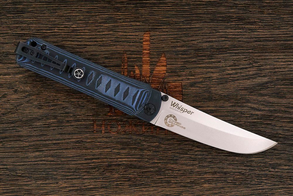 Нож складной Kizlyar Supreme Whisper, клинок 96мм, сталь M390, рукоять G10 чёрно-синий