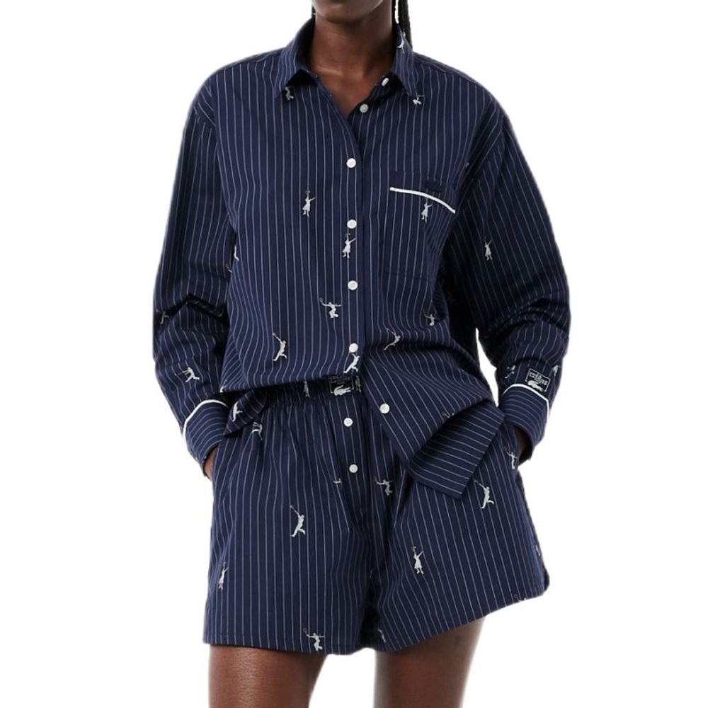 Женские теннисные шорты Lacoste Cotton Poplin Boxer - navy blue/white