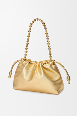 Loewe Средняя сумка-клатч Flamenco из ламинированной овечьей кожи, золотой