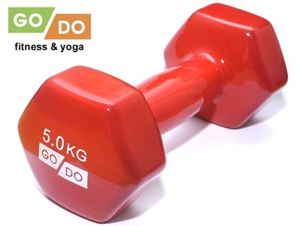 Гантель GO DO в виниловой оболочке. Вес 5  кг.  (Красный)