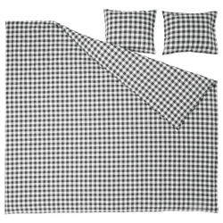 IKEA EKTANDVINGE  (ИКЕА ЕКТАНДВИНГЕ)  -  Пододеяльник и 2 наволочки, антрацитово-белый/чешуйчатый, 200x200/50x60 см
