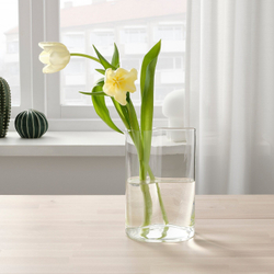 IKEA CHILIFRUKT  (ИКЕА СХИЛИФРУКТ)  -  Ваза/контейнер, прозрачное стекло, 21 см
