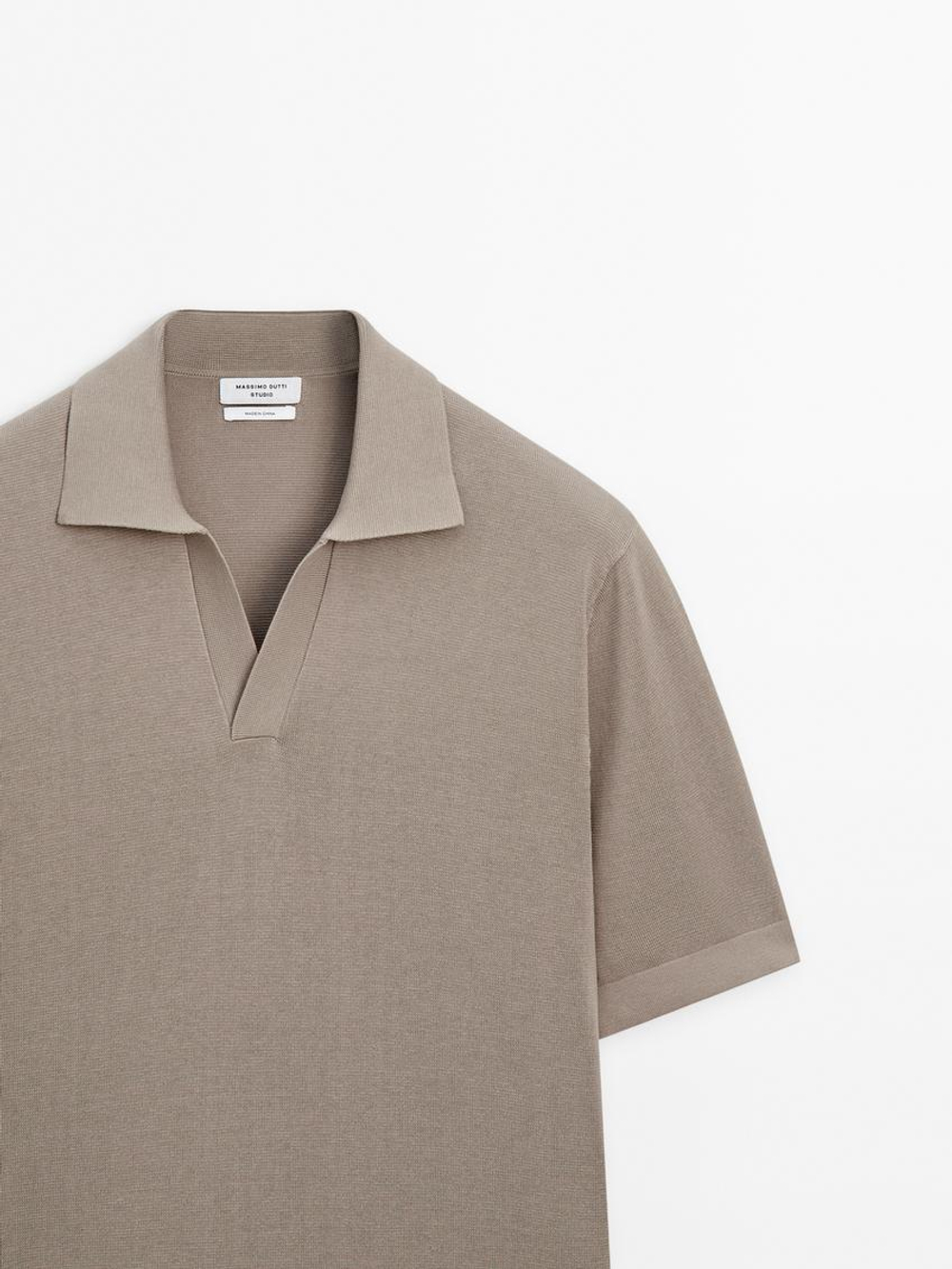 Massimo Dutti Трикотажная футболка-поло с короткими рукавами, песочный