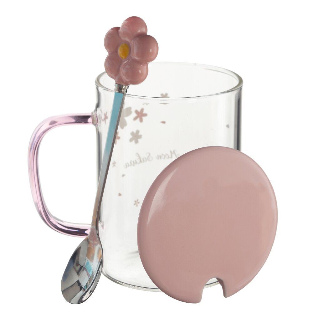 GAEM Кружка с крышкой и ложкой, 500 мл, L12 W8 H11 см, 4в.