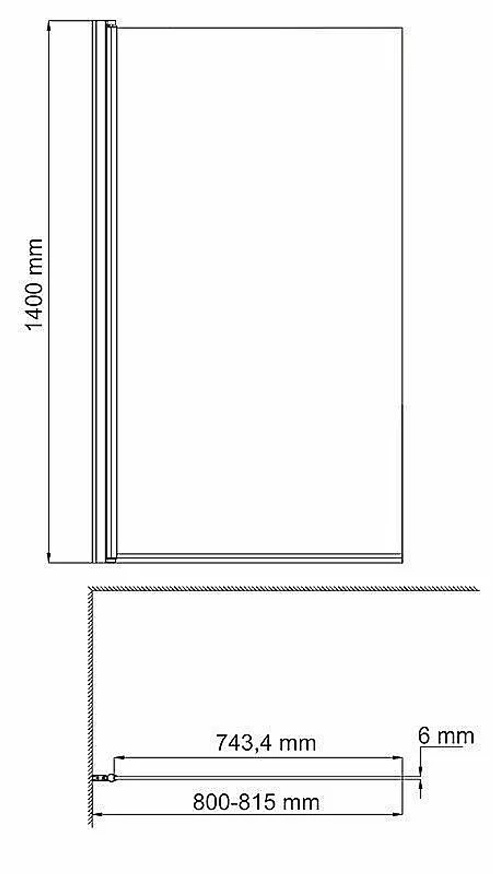 Шторка для ванной WasserKRAFT Berkel 48P01-80W 80x140