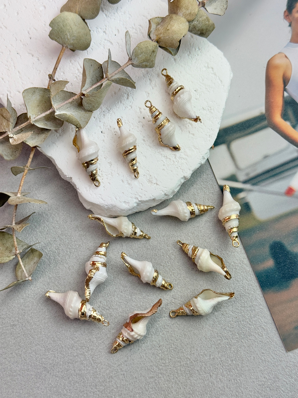 Подвеска ракушка, 10*28 мм, 2 штуки