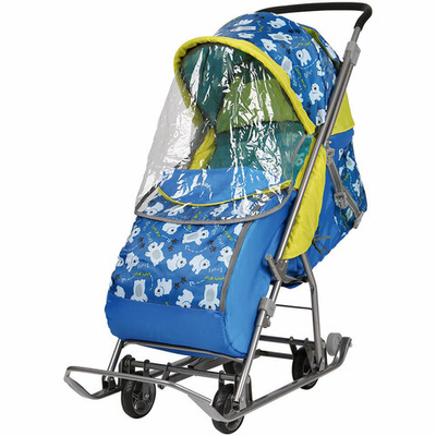 Санки-коляска Ника Умка 3-1/2 Медвежата синие