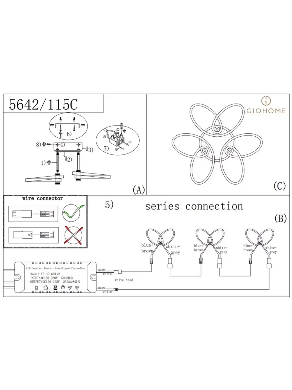 Светодиодна потолочная люстра KAIRA LED*96W белый, серебро