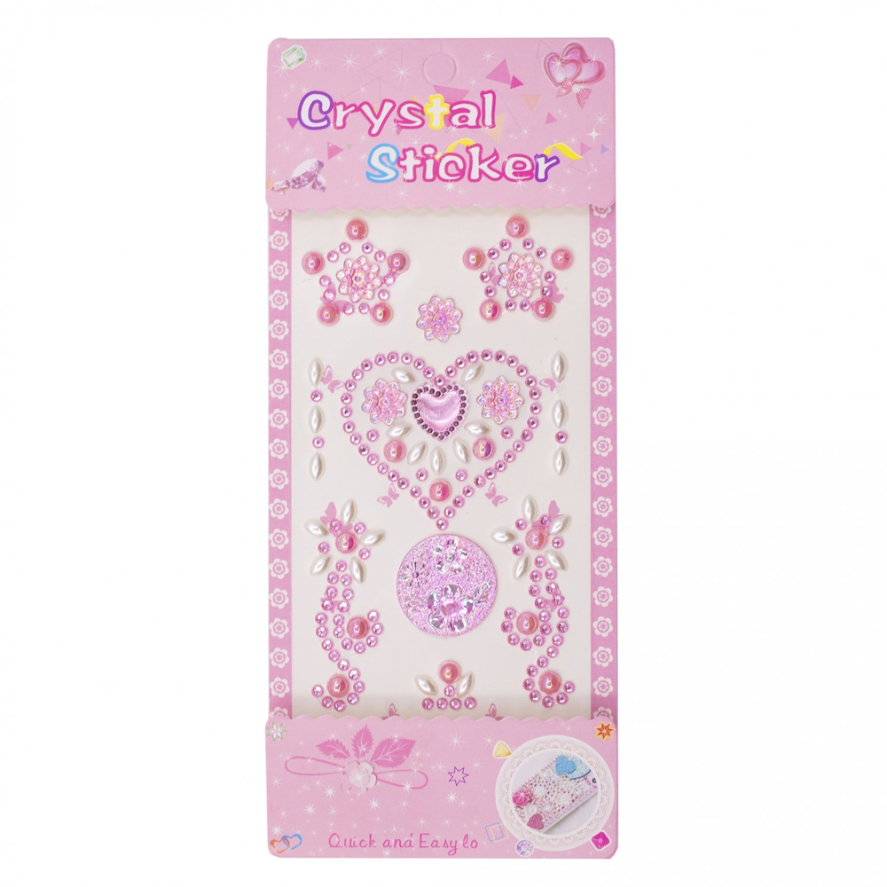 Наклейки-стразы Alingar, акриловые, "Сердечки", сердечки, звездочки, узоры, пакет с европодвесом