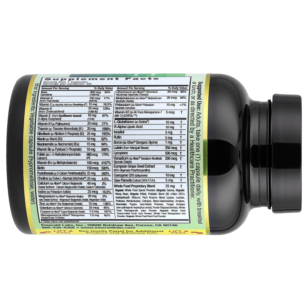 Emerald Laboratories, мультивитамины для мужчин старше 45 лет, 1 раз в день, 60 растительных капсул