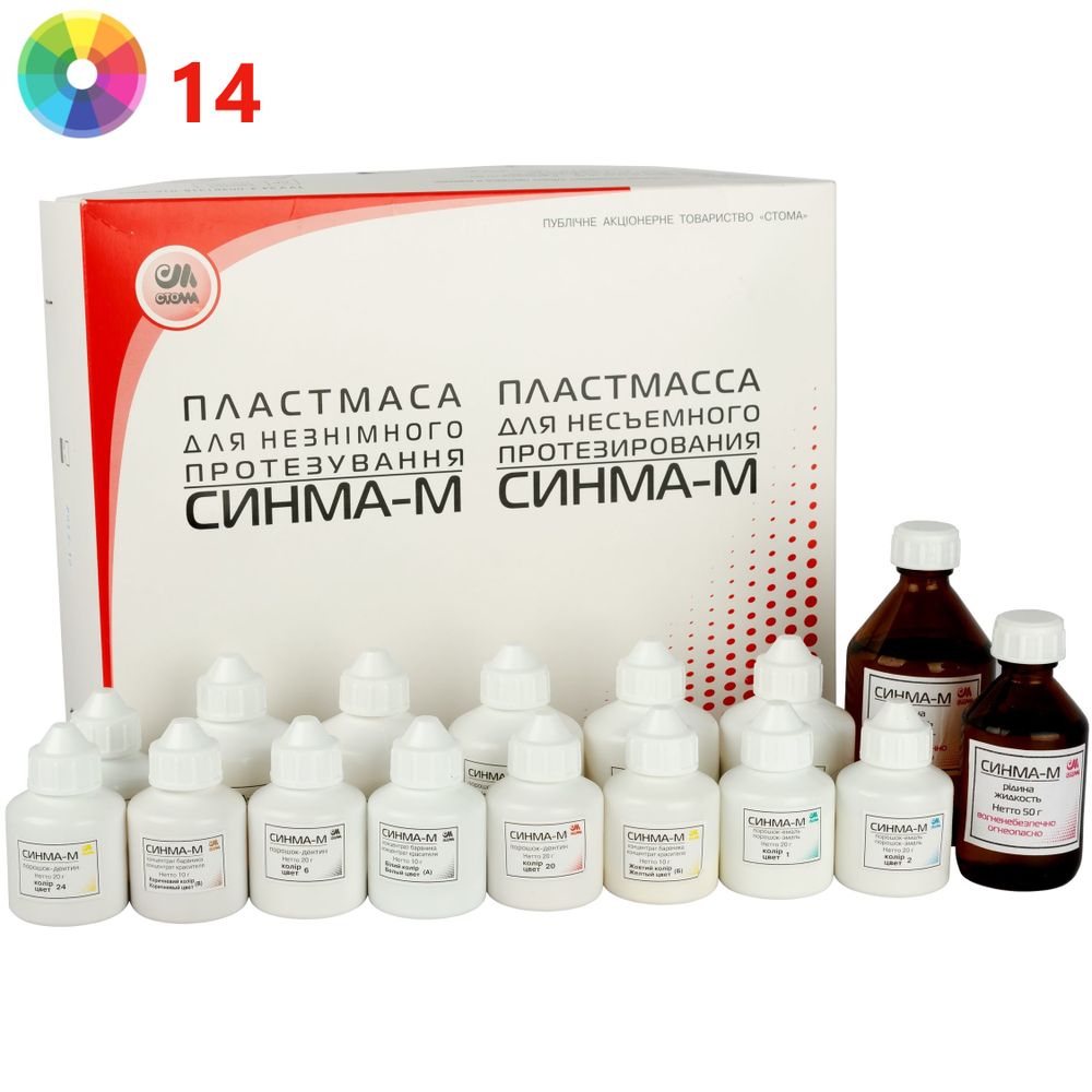 --- Синма-М цвет 14 (80гр.+40мл.) пластмасса для несъемного протезирования