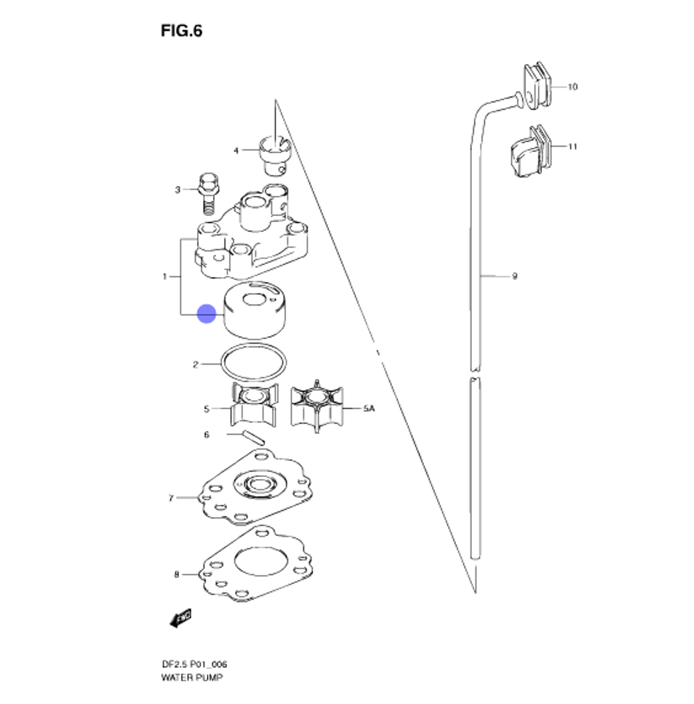 Стакан помпы Suzuki 2.5лс (17413-97J00-000)