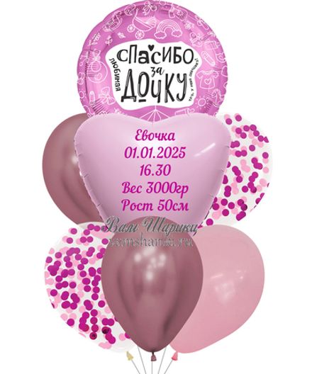 Именной букет "Метрика для девочки"