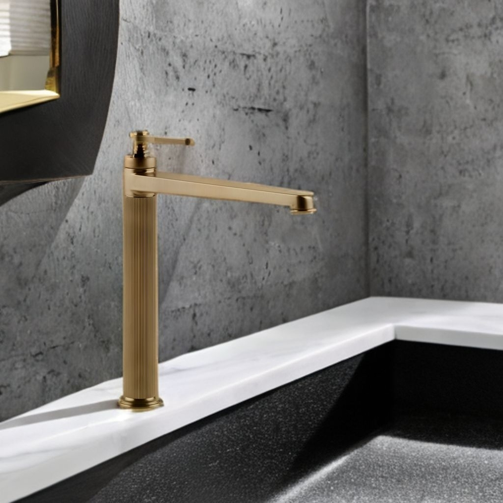 Смеситель для раковины Gessi Venti20 высокий, с донным клапаном, цвет Warm Bronze Br. PVD