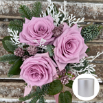 roseBox ❄ Аметистовое сияние — новогодняя композиция интерьерных лунных роз в цвете 2025 года