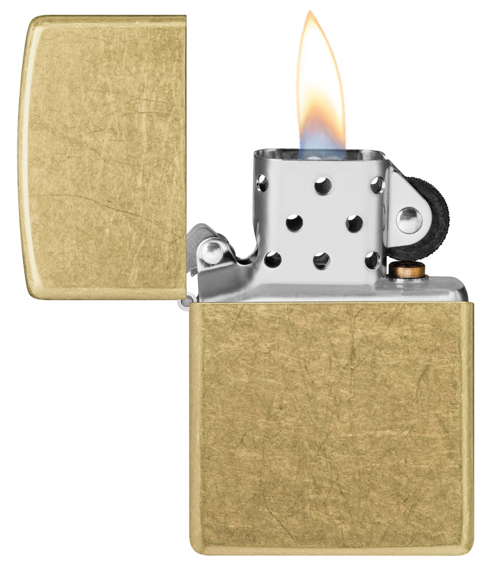 Зажигалка Zippo Classic с покрытием Street Brass, латунь/сталь, золотистая, 38x13x57 мм