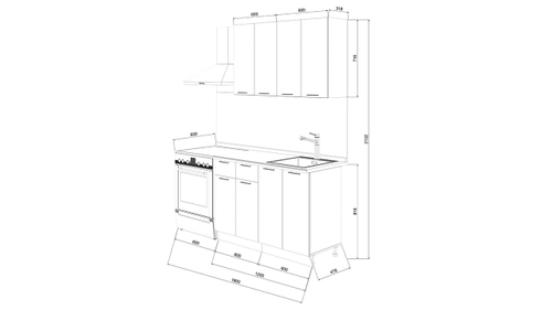 Кухонный гарнитур «Белладжио» длиной 120 см