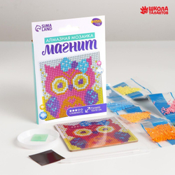 Алмазная мозаика-магнит "Совушка", 10*10, картонная основа, Школа талантов