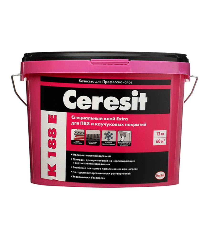 Клей для ПВХ и каучуковых покрытий водно-дисперсионный контактный Ceresit K 188E Extra 12 кг.