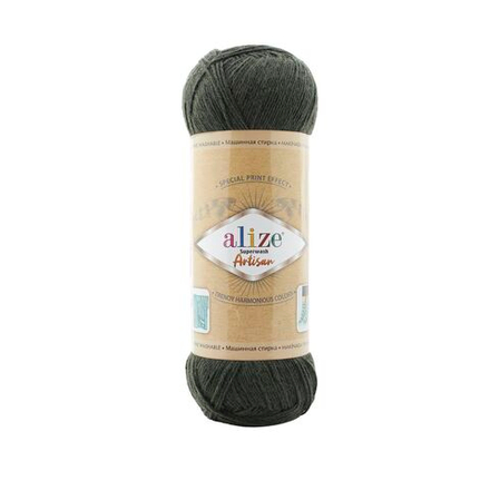 Суперваш артисан (Superwash artisan) пряжа Alize 75%шерсть 25%полиамид 5х100г/420м 873 темно-зеленый