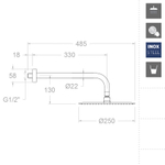 Тропический душ настенный круглый нерж. сталь BHRM250NC никель