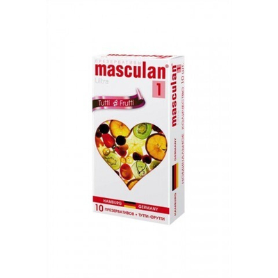 Презервативы Masculan, ultra 1, тутти-фрутти, 19 см, 5,3 см, 10 шт.