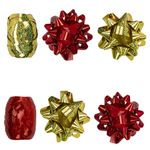 Набор для декора и подарков 4 банта, 2 ленты, голография, цвета красный, золото, ЗОЛОТАЯ СКАЗКА, 591849