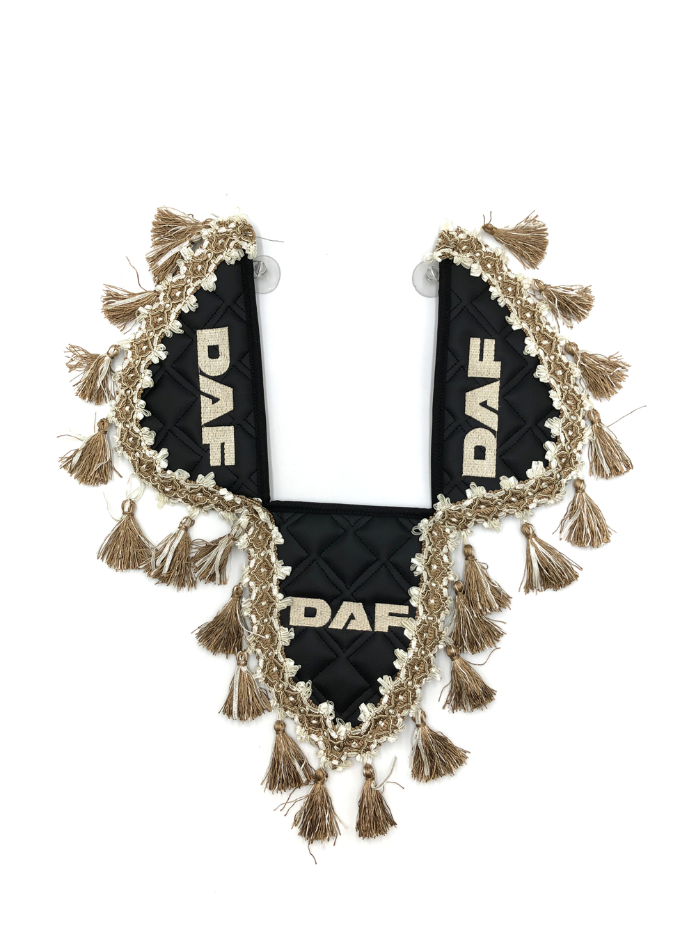 Вымпел тройной DAF (экокожа, черный с бежевыми кисточками)
