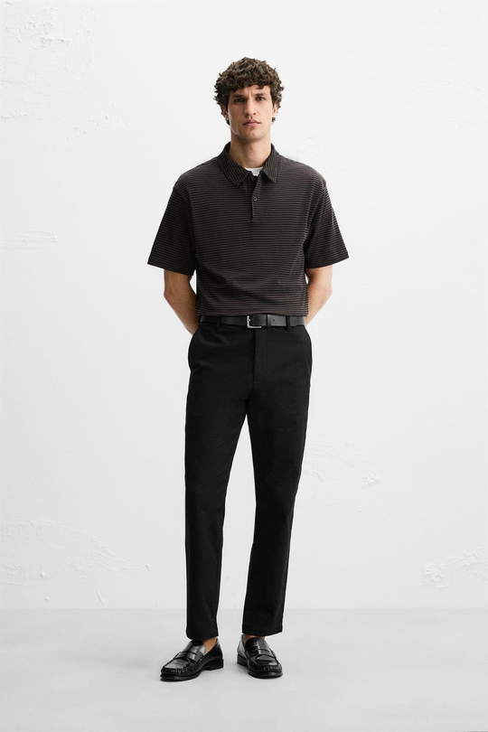ZARA БРЮКИ ЧИНОС REGULAR-FIT, ЧЕРНЫЙ