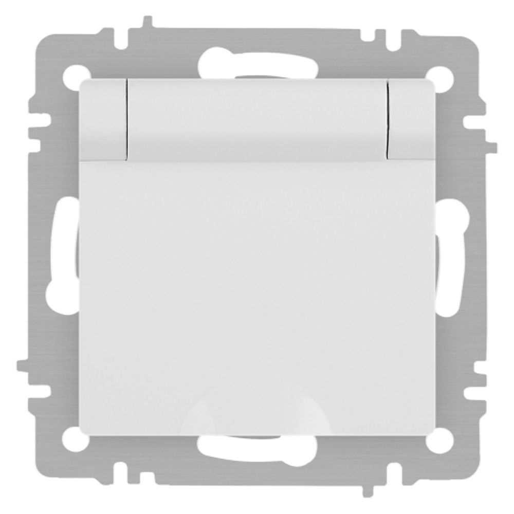 Розетка Intro Accent 6-203-01М 2P+E Schuko с крышкой 16А-250В IP20 СУ AL/CU белый матовый