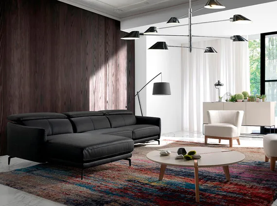 Диван угловой Angel Cerda 5359-L, черная кожа