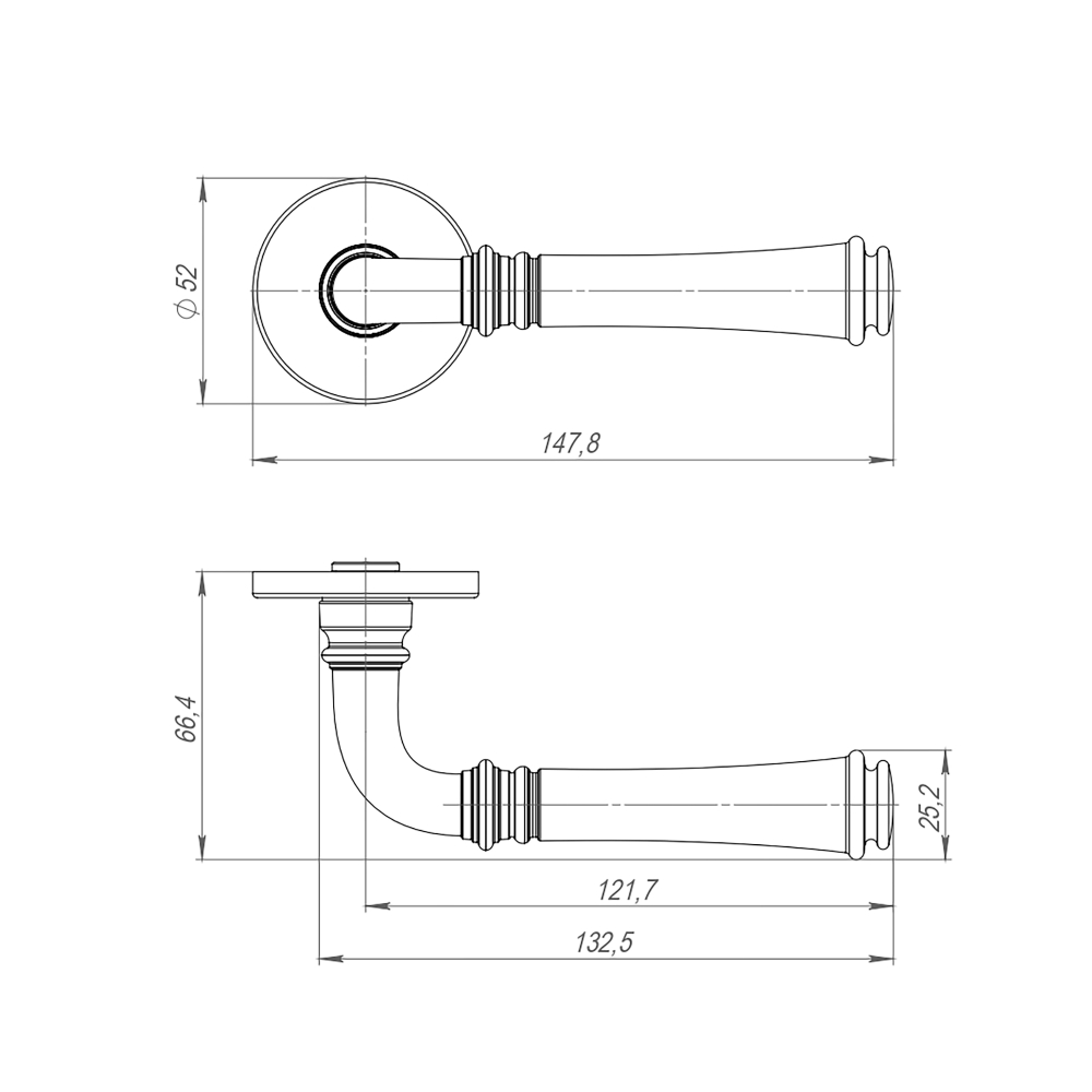 Ручка раздельная R.ARC.R52.SORENTO SSG-39 сатин.золото