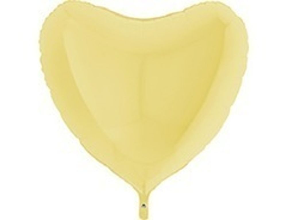 Г Шар 36'' / 91 см сердце пастель Matte Yellow (желтый матовый макарунс) (БГ-150)