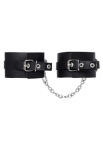 Черные оковы из толстой кожи с люверсами (Цвет: черный)