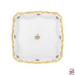 Конфетница на ножке квадратное Queen's Crown Золотая роза 21 см