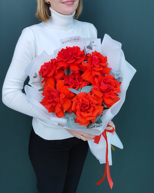 Букет Алой Французской розы Нина(00420)