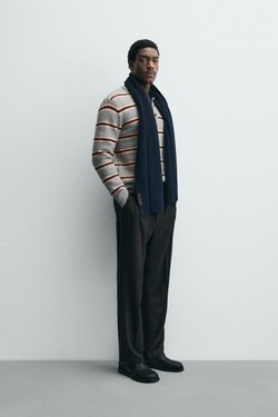 ZARA ТРИКОТАЖНОЕ ЖАККАРДОВОЕ ПОЛО В ПОЛОСКУ, ПОЛОСКИ